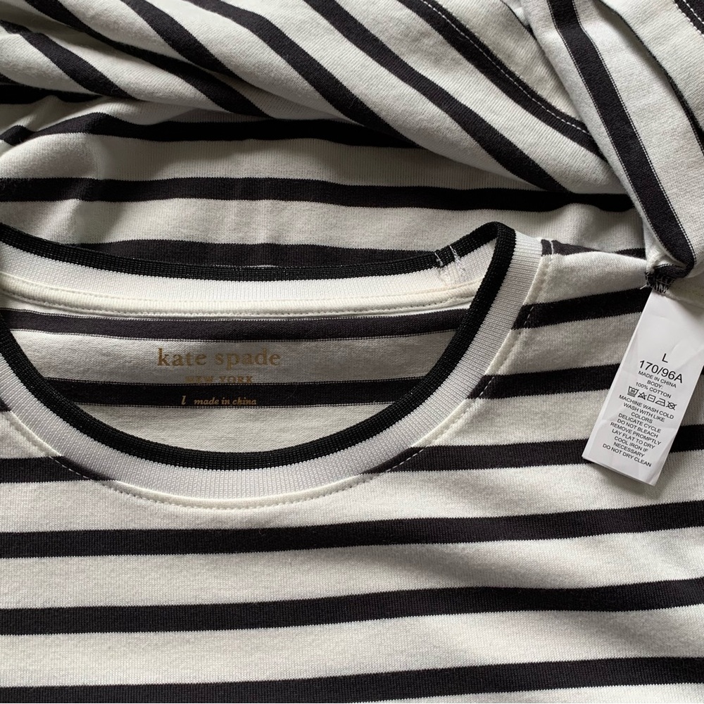 Kate Spade VGC Cotton Cream and Black Large Short Sleeve Dress in 100% Cotton - Picture 3 of 3